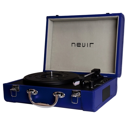 TOCADISCOS PORTATIL NEVIR NVR804VBUE AZUL CONVERSOR VINILO 3WX2 1200MAH