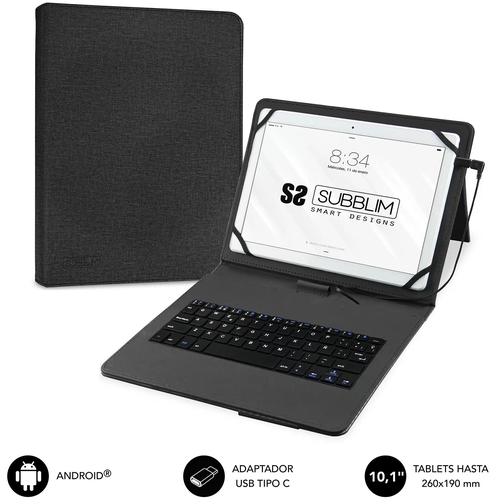 FUNDA TABLET SUBBLIM CON TECLADO MICRO USB-USB C KEYTAB PRO USB 10.1" BLACK SUB-