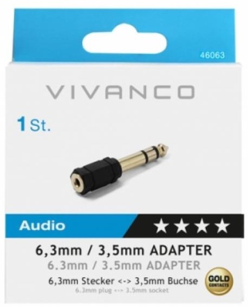 .DAPTADOR VIVANCO AUDIO 6.3MM(M)-3.5MM(H) 46063