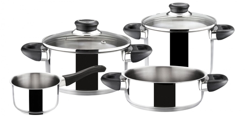 BATERIA COCINA ROYAL 6PZAS. A.INOX. ESPECIAL INDUCC. TAPA CRISTAL