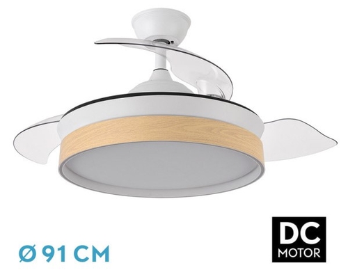 VENT. TECHO DC/R IGLU MINI (207099068) BCO/HAYA 72W 3ASPAS RETRACTIL