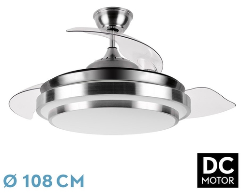 VENT. TECHO DC/R IBE (165291403) NIQUEL 72W 3ASPAS RETRACTIL