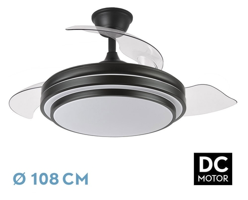 VENT. TECHO DC/R IBE (165291409) NEGRO 72W 3ASPAS RETRACTIL