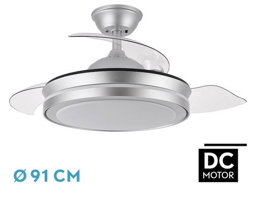 VENT. TECHO DC/R ESPARTA MINI (184799010) PLATA 72W  3ASPAS RETRACTIL