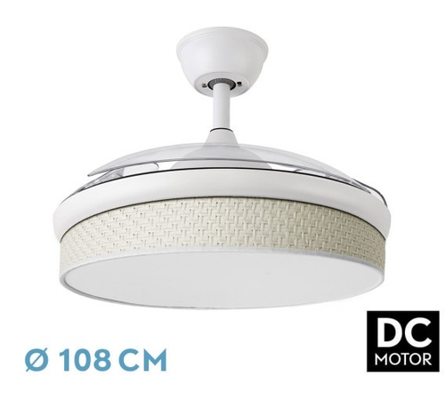 VENT. TECHO DC/R MODA (212490501) BCO/CAÑIZO 72W 3ASPAS RETRACTIL