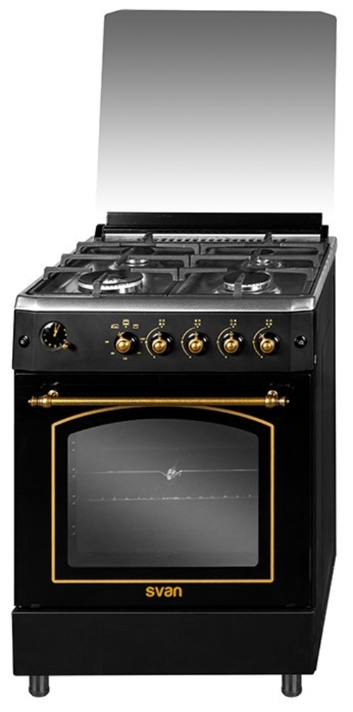 COCINA SVK-6601-RN 60CM 4F NEGRA T.CRISTAL