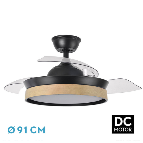 VENT. TECHO DC/R IGLU MINI (207099088) NEGRO/HAYA 72W 3ASPAS RETRACTIL