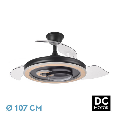 VENT. TECHO DC/R SULTAN (242491388) NEGRO/MADERA 68W 3ASPAS 6VEL. TEMPORIZADOR