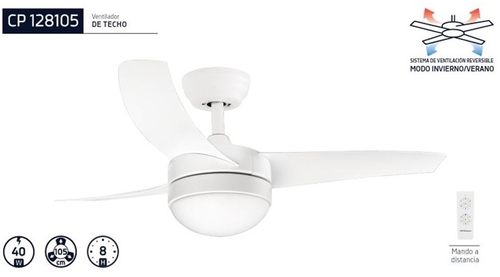VENT. TECHO CP-128105 105CM. 3ASPAS 3VEL. LUZ MOTOR DC M.DISTANCIA