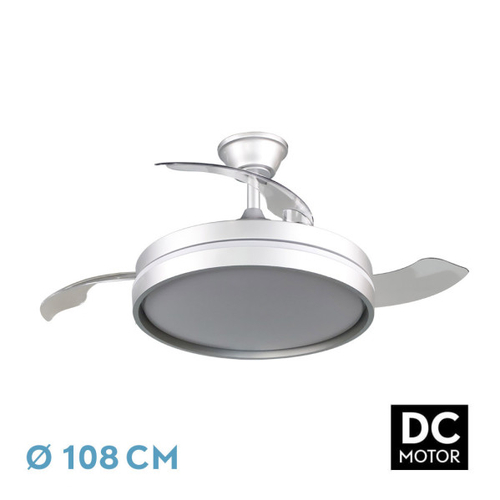 VENT. TECHO DC/R MANDARIN (239591374) PLATA 72W 3 ASPAS RETRACTIL