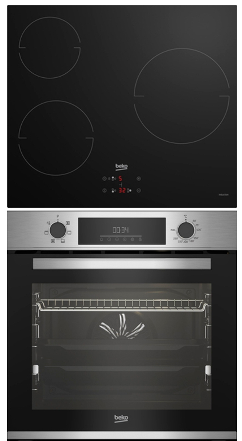 CONJ. HORNO +PLACA BBSE-12340-XD  MULTIF.-6 72L INOX. INDUCC.3F RAIL TELESC.