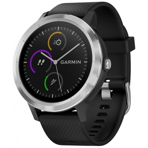 PULSERA GARMIN VIVOACTIVE3 PLATA CORREA NEGRA (010-01769-00)