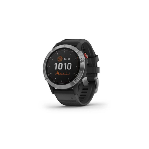 RELOJ DEPORTIVO GARMIN FENIX 6 SOLAR PLATEADO CON CORREA NEGRA 010-02410-00