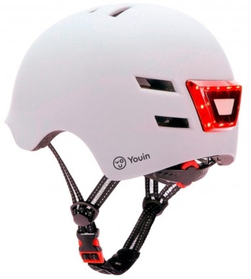 CASCO YOUIN MA1011M CON LED FRONTAL Y TRASERO BLANCO TALLA M