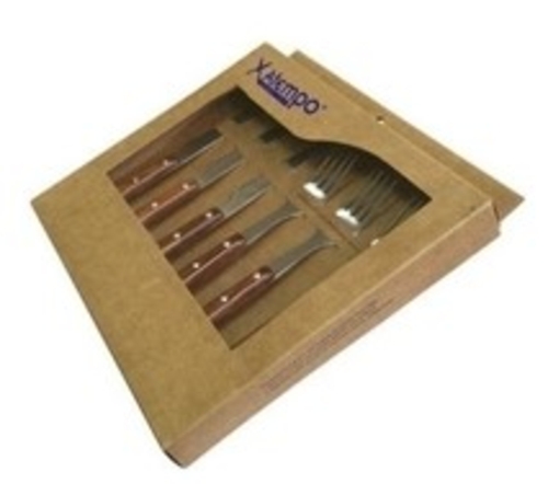 CONJUNTO 3 CHULTERO + 3 TENEDOR MADERA 123-03