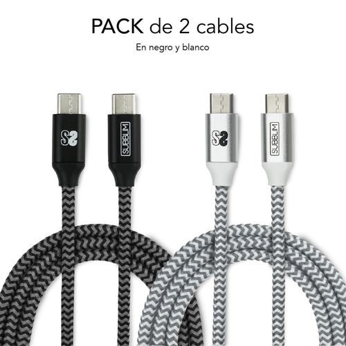 PACK 2 CABLES SUBBLIM USB TIPO C-USB TIPO C(3.0A)BLACK/SILVER 4CC001