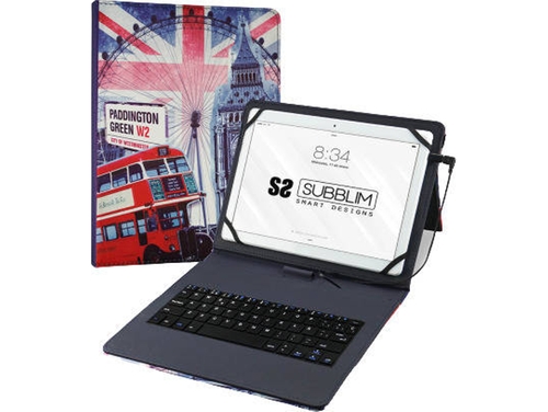 FUNDA TABLET SUBBLIM CON TECLADO MICROUSB-USB C KEYTAB PRO USB 10.1"ENGLAND