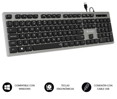 TECLADO SUBBLIM CON CABLE USB GRIS/NEGRO SUBKBC-0EKE10