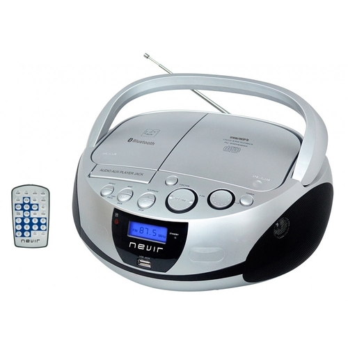 RADIO-CD BLUETOOTH NEVIR NVR-480UB PLATA, PORTATIL, MANDO A DIST. CD Y MP3