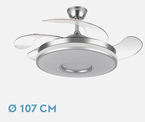 VENT. TECHO DC/R DANI (165391420) NIQUEL 59W 4ASPAS 6VEL. TEMPORIZADOR