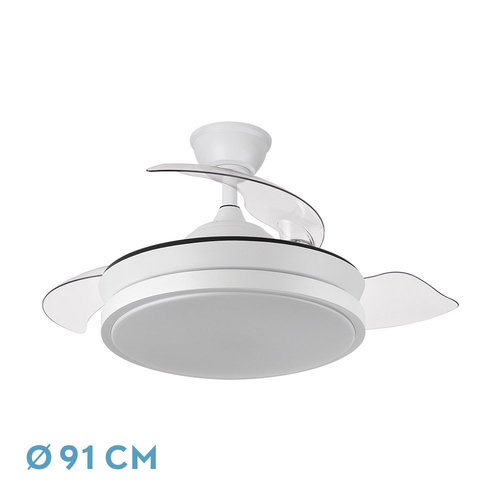 VENT. TECHO DC/R ESCORPION MINI (214599001) BLANCO 59W 3ASPAS RETRACTIL