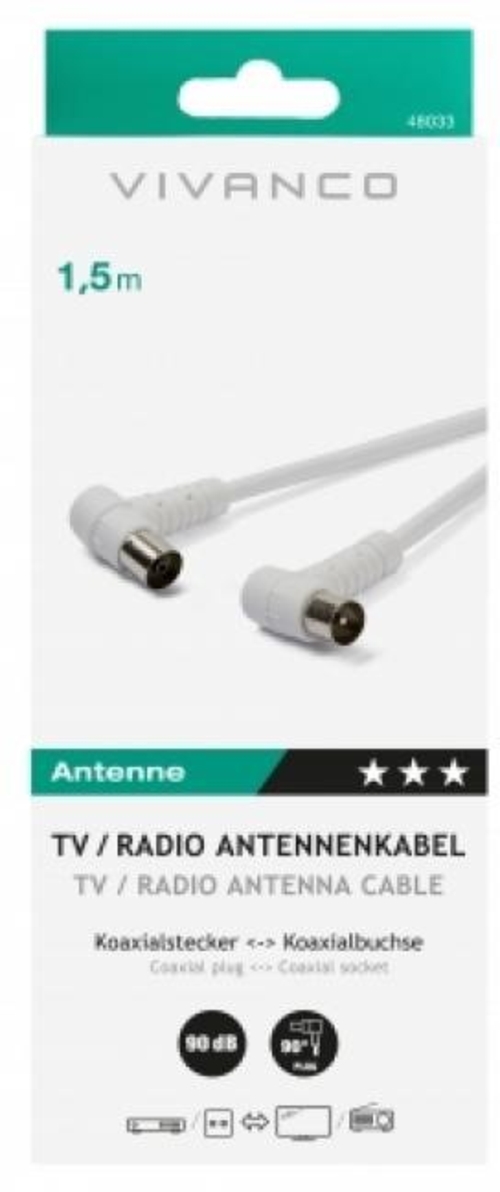 CONEXION VIVANCO ANT COAXIAL(M)-(H)ANG 90DB 1.5M B  48033