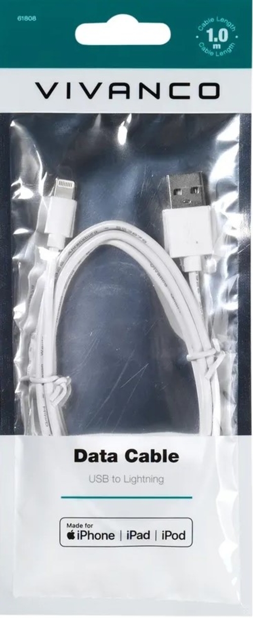 CONEXION VIVANCO USB LIGHTNING IPHONE IPAD 1M BL 61808