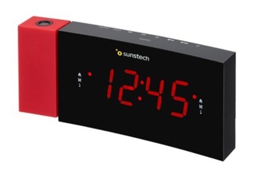 RADIO DESPERTADOR SUNSTECH FRDP3RD ROJOLPROYECCION HORARIA USB CARGA 10PRESINTON