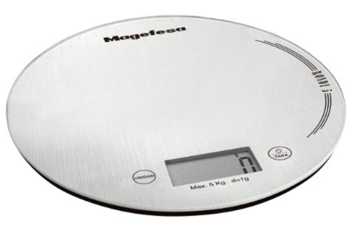 BALANZA COCINA RONDY-5 MGF-1100 ACERO HASTA 5KG GRAD. 1GR PANTALLA LCD