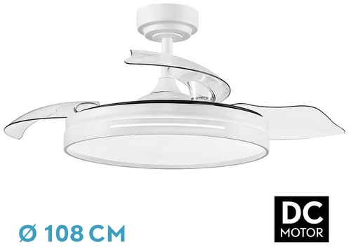 VENT. TECHO DC/R MICENAS (186091401) BLANCO 59W 4ASPAS 6VEL.