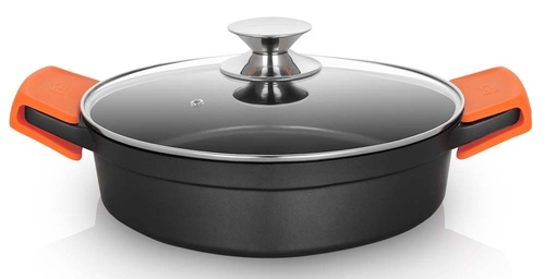 CACEROLA BAJA ALUMINIO CDB-1024 24CM FULL INDUCCION TAPA CRISTAL