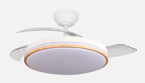 VENT. TECHO DC/R RELAMPAGO (258891368) BLANCO/HAYA 60W 3ASPAS 107CM. 6VEL.