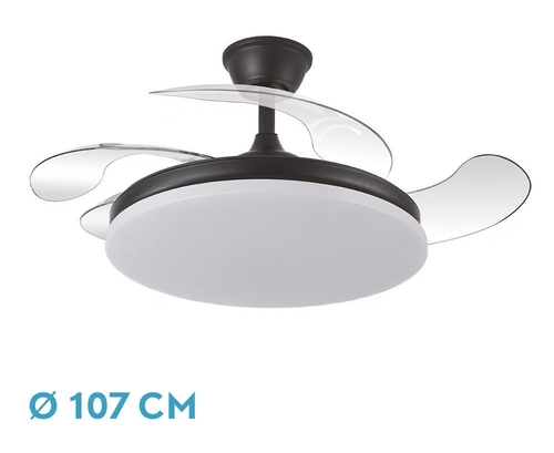 VENT. TECHO DC/R TRIDENTE (236391309) NEGRO 59W 4ASPAS 107CM. 6VEL.