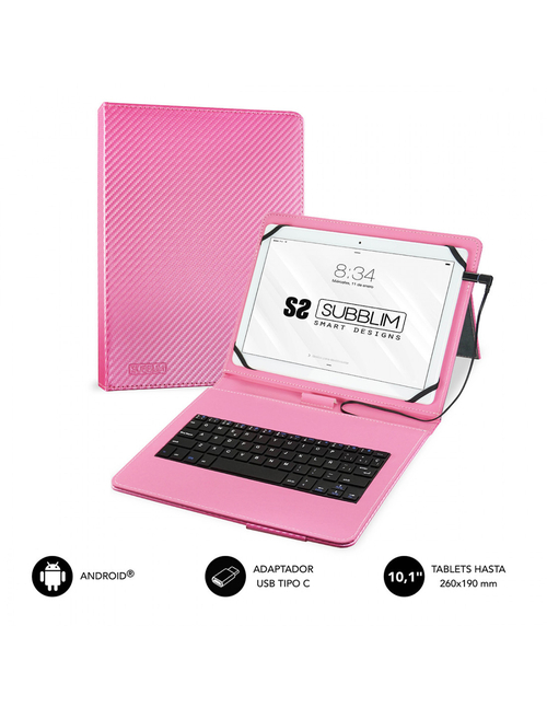 FUNDA TABLET SUBBLIM CON TECLADO MICROUSB-USB C KEYTAB PRO USB 10.1"PIN