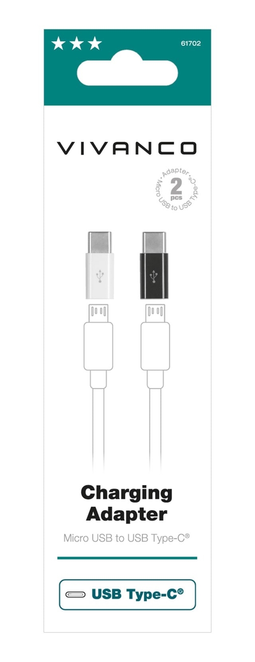 KIT ADAPTADOR VIVANCO 2XMICRO USB-USB C BL/NE 61702